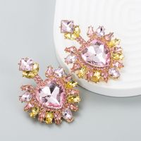 Fashion Diamond-studded Love Heart-shaped Colored Diamond Drop Earring sku image 2