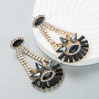 Fashion Color Diamond Shiny Alloy Color Diamond Hollow Flower Drop Earring main image 4