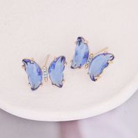 Colorful Zircon Inlaid Diamond Butterfly Earrings sku image 5