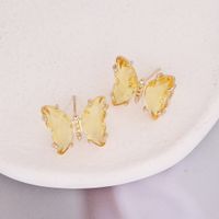 Colorful Zircon Inlaid Diamond Butterfly Earrings sku image 6