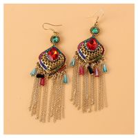 Alloy Color Diamond Geometric Ethnic Style Long Earrings Wholesale Jewelry Nihaojewelry sku image 3