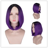Wig European Beauty Bob Haircut Black Gradient Purple Short Hair Headgear Wig sku image 1
