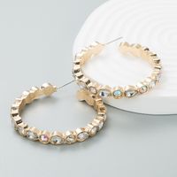 Modische Glänzende Diamant-c-förmige Ohrringe Trendige Creolen sku image 2