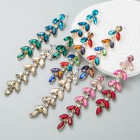 Fashion Exaggerated New Alloy Color Diamond Leaf-shaped Drop Earring main image 1