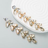 Fashion Exaggerated New Alloy Color Diamond Leaf-shaped Drop Earring sku image 2
