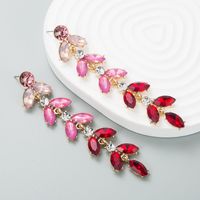 Fashion Exaggerated New Alloy Color Diamond Leaf-shaped Drop Earring sku image 3