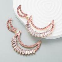 Fashion Diamond Shiny Moon-shaped Long Fairy Earrings Drop Earring sku image 2