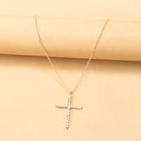 Simple Full Diamond Cross Necklace Wholesale Jewelry main image 3