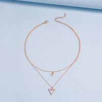 Fashion Diamond-studded Triangle Double-layer Necklace main image 3