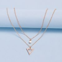 Fashion Diamond-studded Triangle Double-layer Necklace main image 5