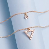 Fashion Diamond-studded Triangle Double-layer Necklace main image 6