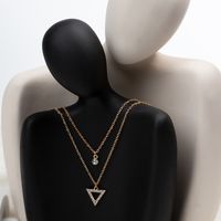 Fashion Diamond-studded Triangle Double-layer Necklace main image 7