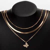 Fashion Diamond-studded Butterfly Multi-layer Necklace main image 4