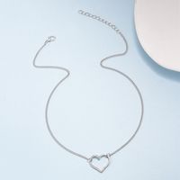 Simple Full Diamond Peach Heart Necklace Wholesale Jewelry main image 3