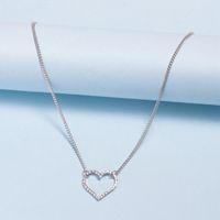 Simple Full Diamond Peach Heart Necklace Wholesale Jewelry main image 5
