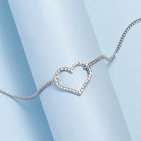 Simple Full Diamond Peach Heart Necklace Wholesale Jewelry main image 6