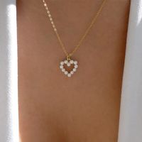 Style Simple Cœur Métal Perles Artificielles Femmes Pendentif main image 1