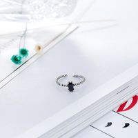 Koreanischer Stil Schwarzer Zirkon-twill-ring Weibliche Mode Einfacher Kupfer Offener Dünner Ring main image 4