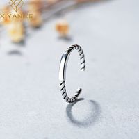 Ethnic Style Retro Thai Silver Smooth Threaded Open Ring Simple Copper Ring main image 1