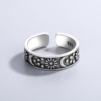 New Fashion Retro Carving Pattern Open Ring Simple Sun Moon Copper Index Finger Ring main image 4