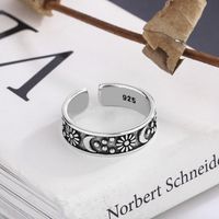 New Fashion Retro Carving Pattern Open Ring Simple Sun Moon Copper Index Finger Ring main image 5