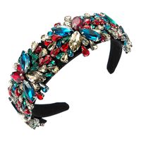 Baroque Retro Exaggerated Stained Glass Drill Fabric Headband main image 7