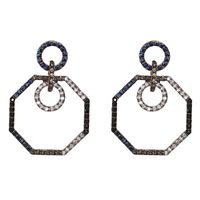 Retro Geometric Octagonal Diamond Earrings Exaggerated European Earrings Wholesale main image 3