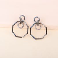 Retro Geometric Octagonal Diamond Earrings Exaggerated European Earrings Wholesale main image 5