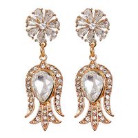 New European And American Retro Color Diamond Alloy Flower Earrings main image 1