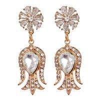 Nouveau Européen Et Américain Rétro Couleur Diamant Alliage Fleur Boucles D'oreilles main image 1