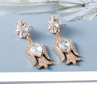 New European And American Retro Color Diamond Alloy Flower Earrings main image 4