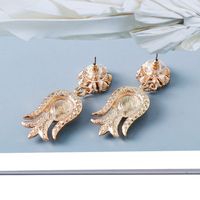 New European And American Retro Color Diamond Alloy Flower Earrings main image 5
