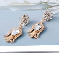 New European And American Retro Color Diamond Alloy Flower Earrings main image 6