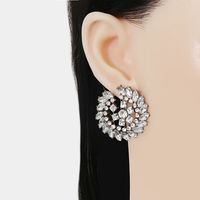 European And American New Alloy Diamond-studded Sunflower Earrings Female main image 4