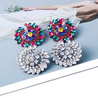 European And American New Alloy Diamond-studded Sunflower Earrings Female main image 3