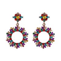 European And American Style New Retro Style Sunflower Alloy Diamond Earrings Jewelry main image 1