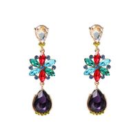 Fashion Colored Diamond Earrings Flower Drop Earrings Personality Earrings Wholesale main image 1
