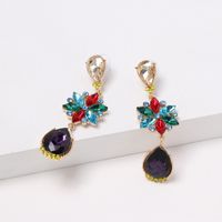 Fashion Colored Diamond Earrings Flower Drop Earrings Personality Earrings Wholesale main image 3