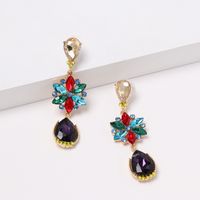 Fashion Colored Diamond Earrings Flower Drop Earrings Personality Earrings Wholesale main image 4