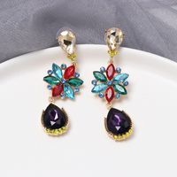 Fashion Colored Diamond Earrings Flower Drop Earrings Personality Earrings Wholesale main image 6