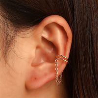 Metal Chain Ear Clip Single Retro Holeless Copper Earrings main image 2