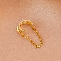Metal Chain Ear Clip Single Retro Holeless Copper Earrings main image 4