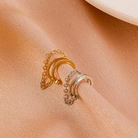 Metal Chain Ear Clip Single Retro Holeless Copper Earrings main image 5