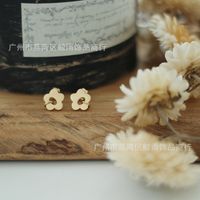 Korean Daisy Flower Small Flower Matte Ring Earrings Titanium Steel 18k Gold main image 3
