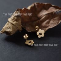 Korean Daisy Flower Small Flower Matte Ring Earrings Titanium Steel 18k Gold main image 4