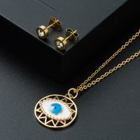 European And American Brass Inlaid Zircon Pendant Necklace Eyes Jewelry Set main image 3