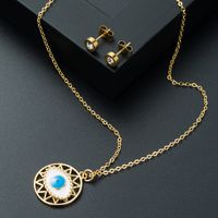 European And American Brass Inlaid Zircon Pendant Necklace Eyes Jewelry Set main image 4