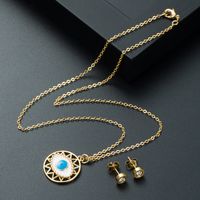 European And American Brass Inlaid Zircon Pendant Necklace Eyes Jewelry Set main image 5