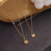 European And American Titanium Steel 18k Gold Clavicle Chain Small Lock Pendant Necklace main image 1