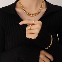 Hip-hop Trendy Exaggerated Titanium Steel Cuban Chain 18k Real Gold Plated Necklace main image 1